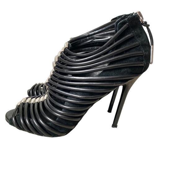 LAMB L.A.M.B. Walcot Black Leather Bootie Sandal Heels size 8 - Picture 8 of 12